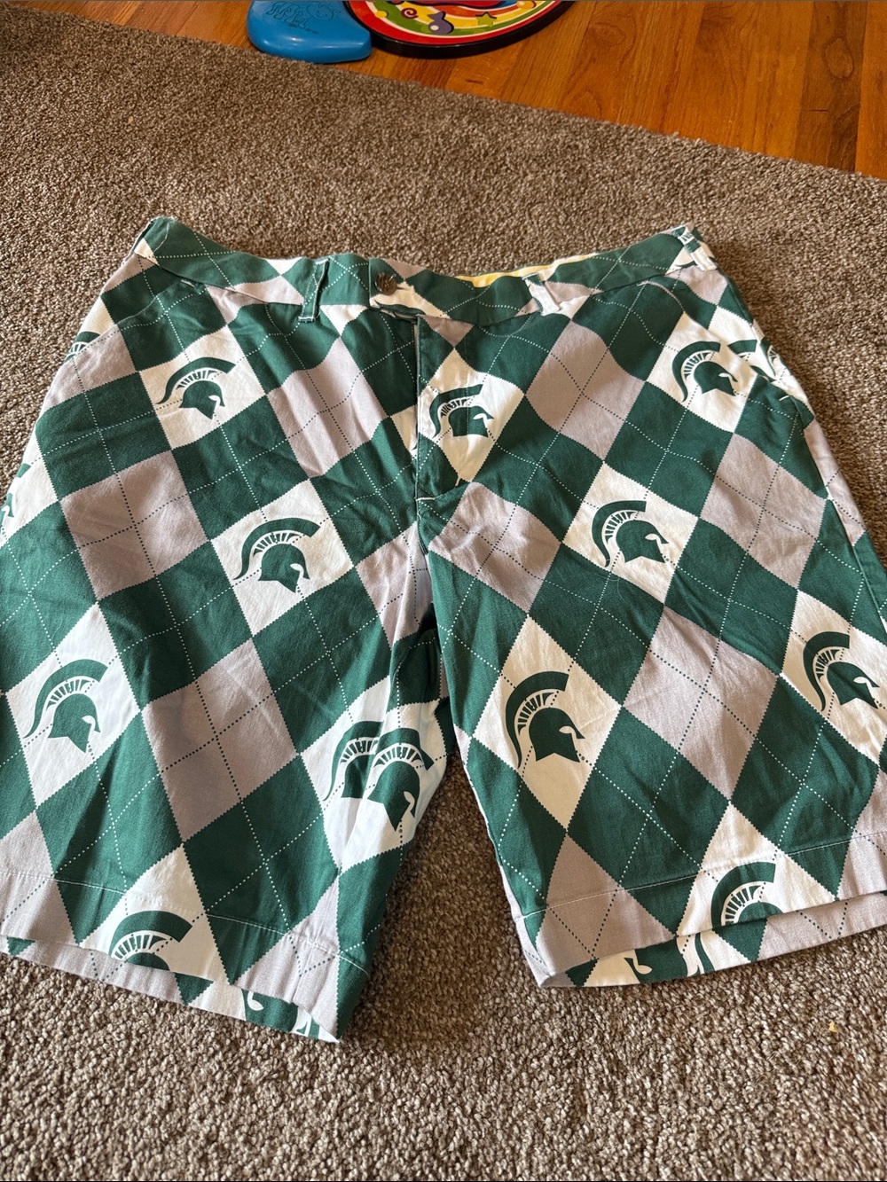 Loudmouth michigan state Argyle Golf Shorts with Yellow Lining